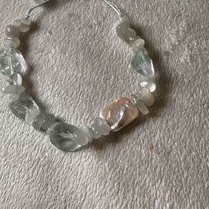 Natural stone and glass chip adjustable Boho style bracelet